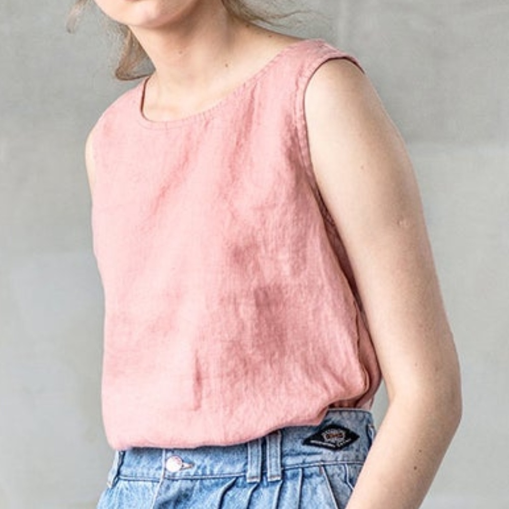 Not Perfect Linen "Vienna" Top, Purple, Small